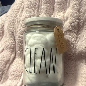 Rae Dunn White 'Clean' Cotton Ball Jar